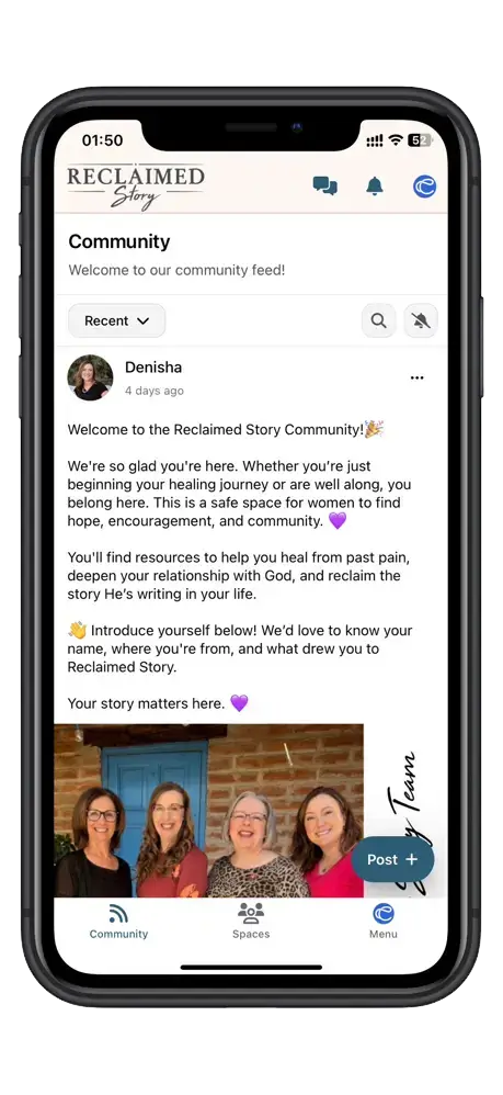 Reclaimed Story app on cell phone